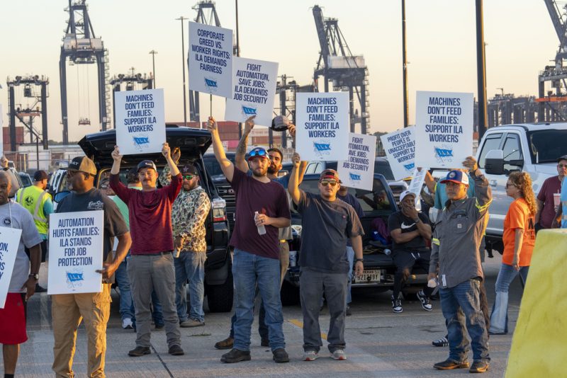 Port workers strike along East and Gulf Coasts